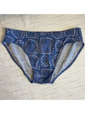 Patrick Church Blue Printed Men Swim Briefs Size M Pride LGBTQ+ Designer